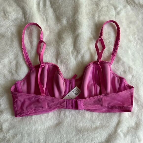 Marks & Spencer Pink Floral Embroidered Lace Bra Women's Size 34C - Picture 6 of 10